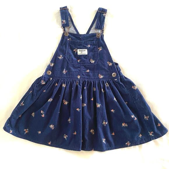 OshKosh B'gosh Other - OSHKOSH B’GOSH Corduroy Floral Print Overall Dress Jumper Girls Size 4 T